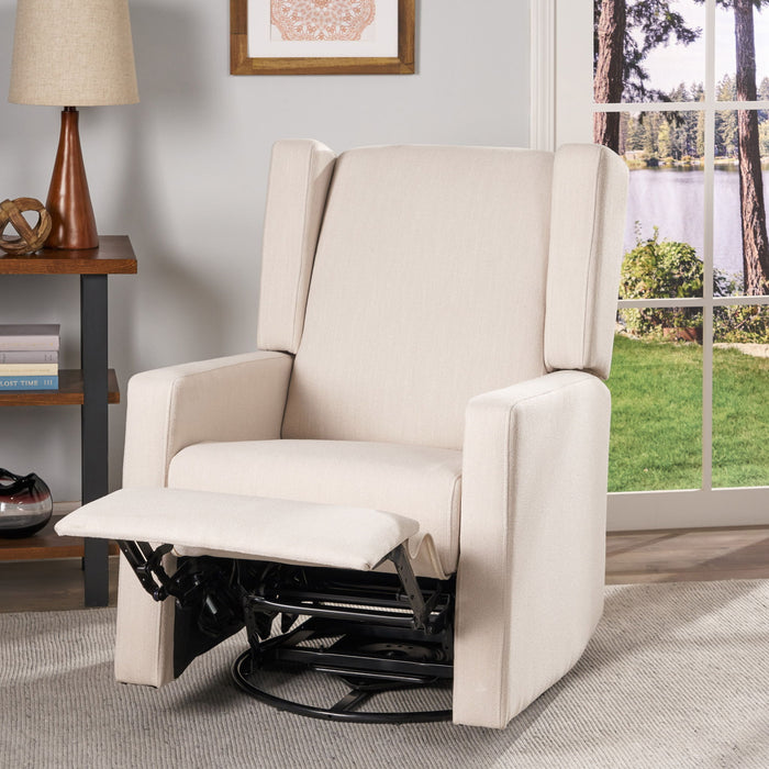 Landau Contemporary Fabric Upholstered Swivel Recliner