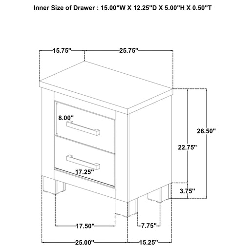 Sansome - 2 Drawer Nightstand Bedside Table - Oak Furniture Max