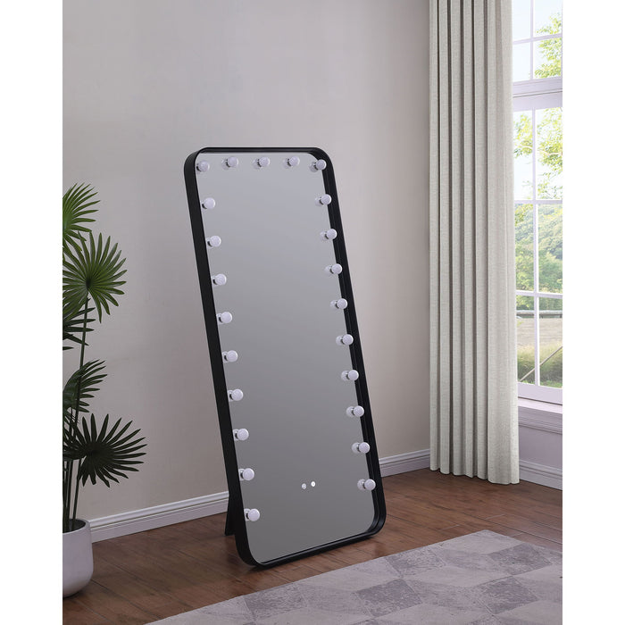 Villancourt - LED Standing Mirror With Speakers - Black Furniture Max
