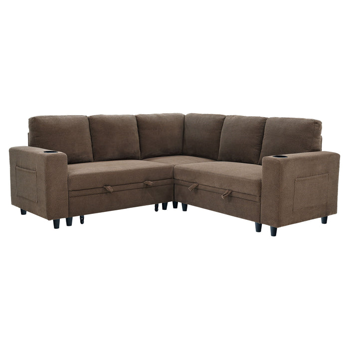 Upholstered L - Shape Sectional Sofa Bed With Pull Out Sleeper And Storage Home Essentials