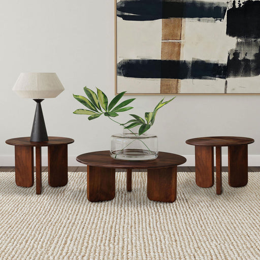 Columbo - 3 Piece Coffee And End Table Set With Round Tops - Brown Furniture Max