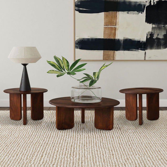 Columbo - 3 Piece Coffee And End Table Set With Round Tops - Brown Furniture Max