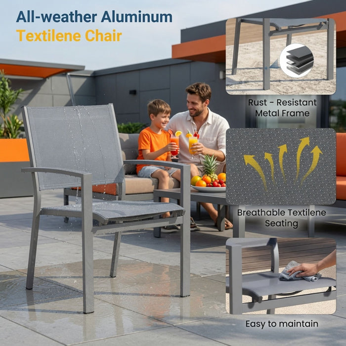 Outdoor Patio Chairs, Ergonomic (Set of 6) - Gray Home Essentials
