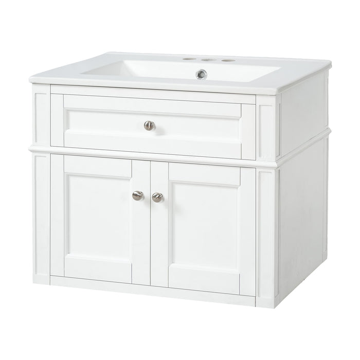 Wall Mounted Bathroom Vanity With Tip Out Drawer And Open Back Design Hearth and Haven