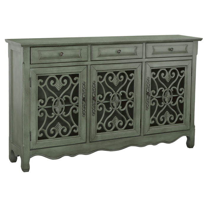 Naomi - 3 Drawer Scrollwork Accent Cabinet - Green Furniture Max