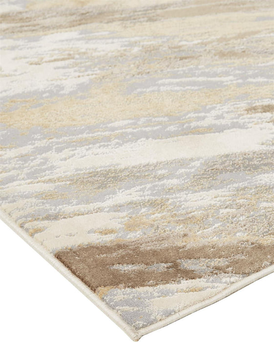 Abstract Area Rug - Ivory Tan And Brown - 12' X 15'