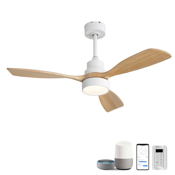 48" Ceiling Fan With Light And App Control, Quiet DC Motor, 6 Speed Fan, Dual Mounting - White Daily Nest