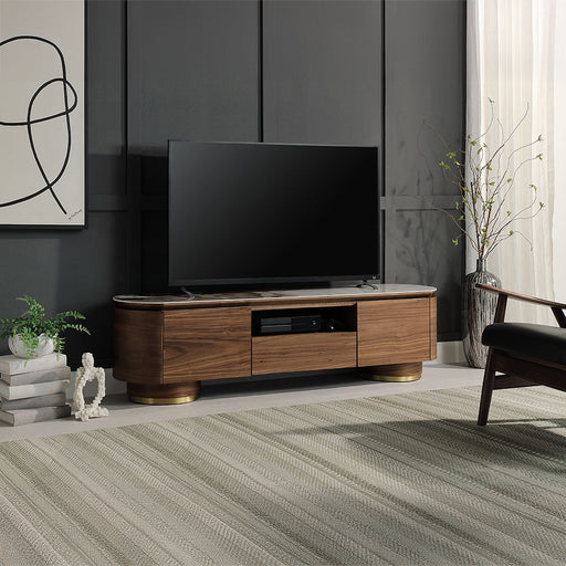 Willene - TV Stand With Ceramic Top - Ceramic Top & Walnut ACME