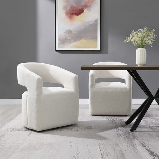 Libni - Arm Chair With Casters - Cream Linen ACME