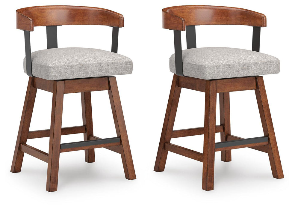 Ralene - Upholstered Swivel Barstool (Set of 2) - Medium Brown Signature Design by Ashley®