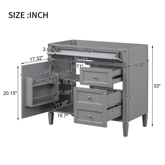 Bathroom Vanity With 2 Drawers And Tip-Out Drawer, Storage Cabinet Hearth and Haven