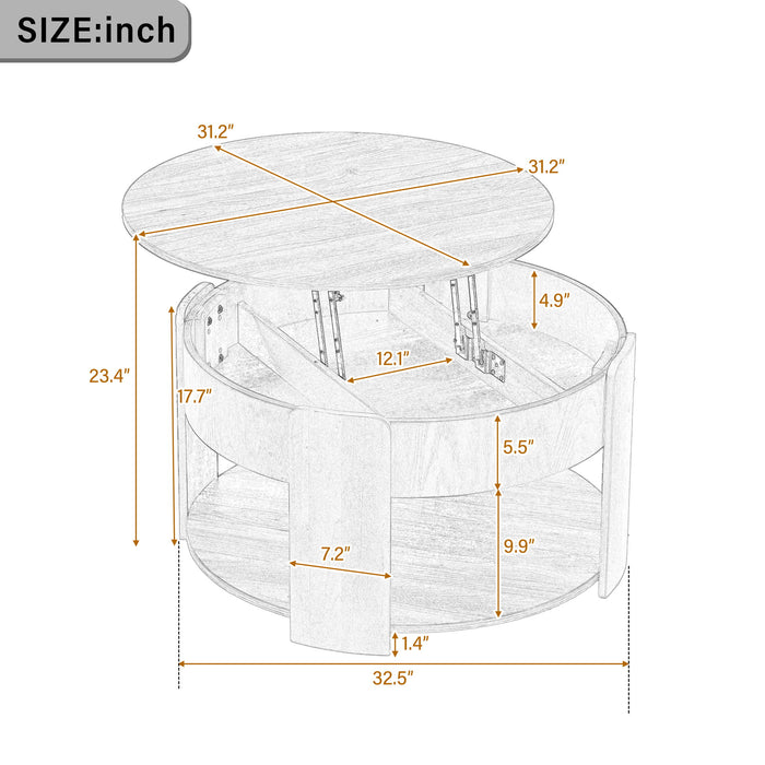 Round Lift Top Coffee Table With Hidden Storage Hearth and Haven