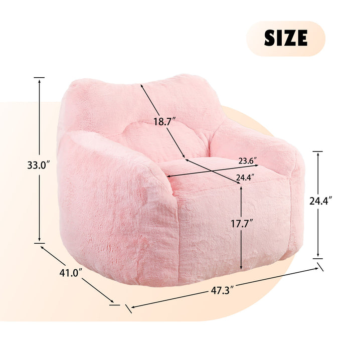 Beanbag Sofa Chair With Armrests Stuffed High Density Foam