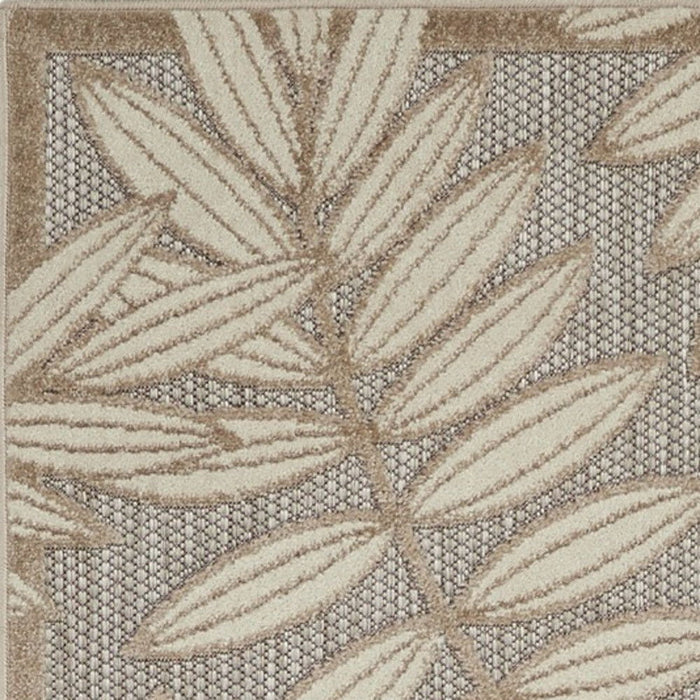 2' X 10' Floral Outdoor / Indoor Area Rug - Gray / Ivory