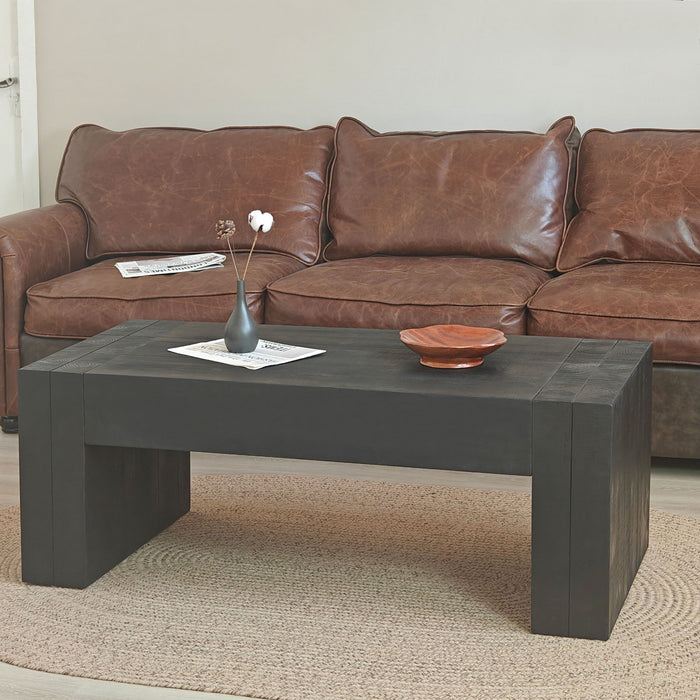 Modern Farmhouse Living Room Block Leg Coffee Table Home Essentials