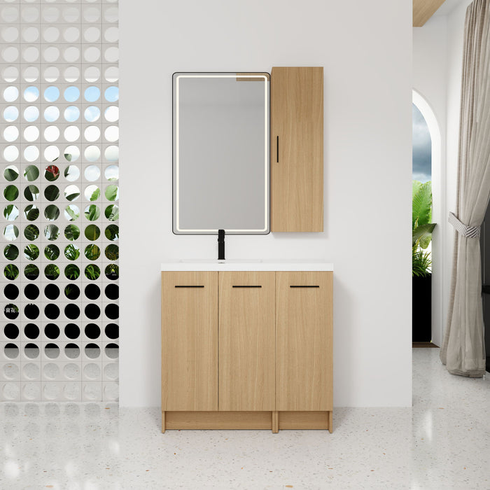 Freestanding Bathroom Vanity Set With Tall Linen Cabinet, 3 Door Storage Cabinet, Single Sink Home Essentials
