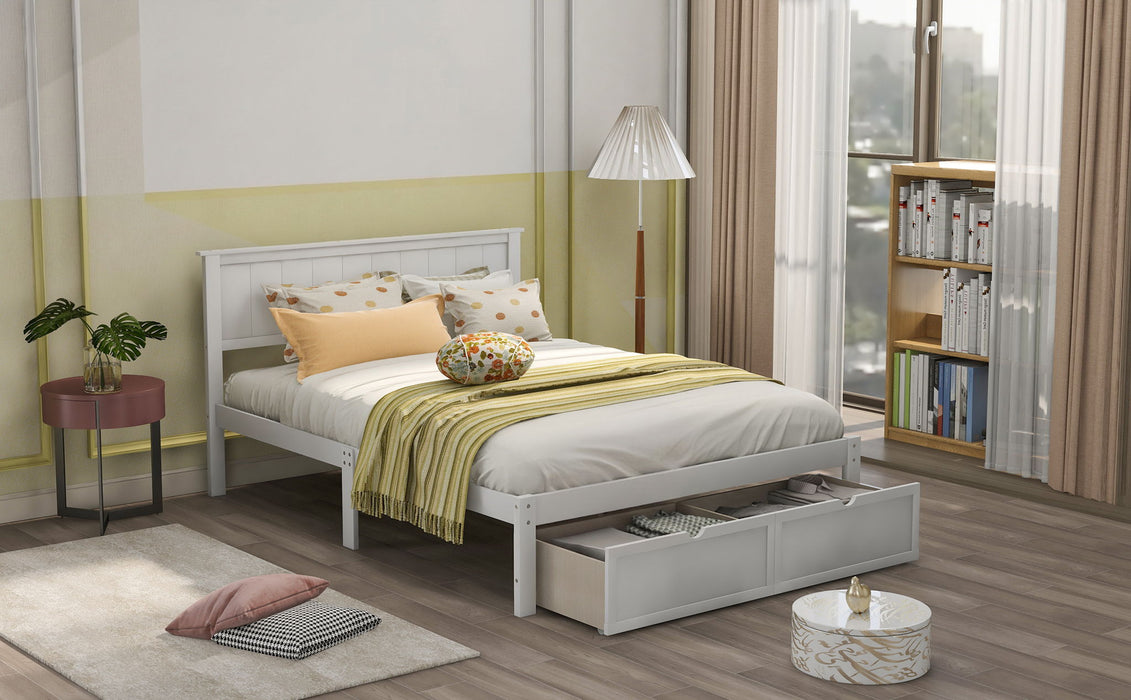 Full Size Platform Bed With Under Bed Drawers - White Hearth and Haven