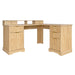 Fluted L-Shaped Desk With Charging Station & Storage Cabinet Home Essentials