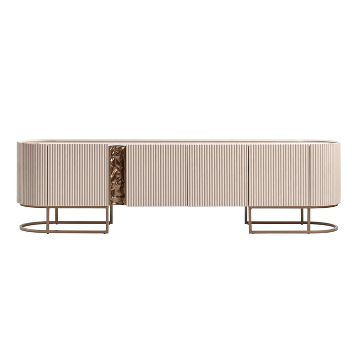 Lisbon - Media Cabinet - Silky Cream / Bronze Michael Amini