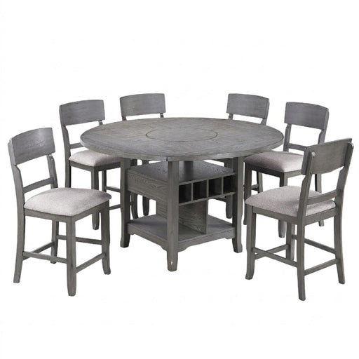 Contemporary Counter Height Dining Set With Built In Lazy Susan Home Essentials