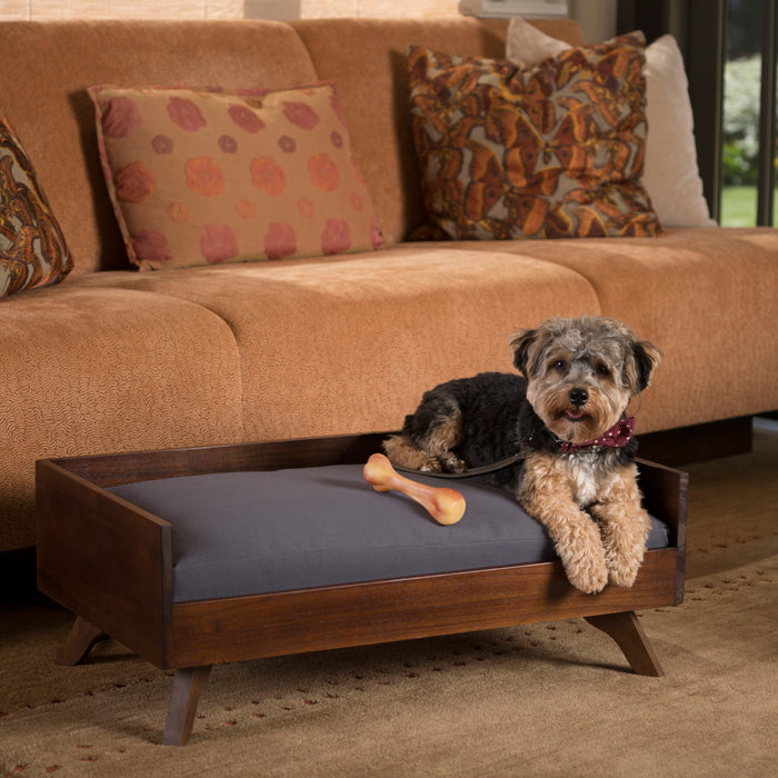 Solid Wood Dog Bed - Gray / Brown