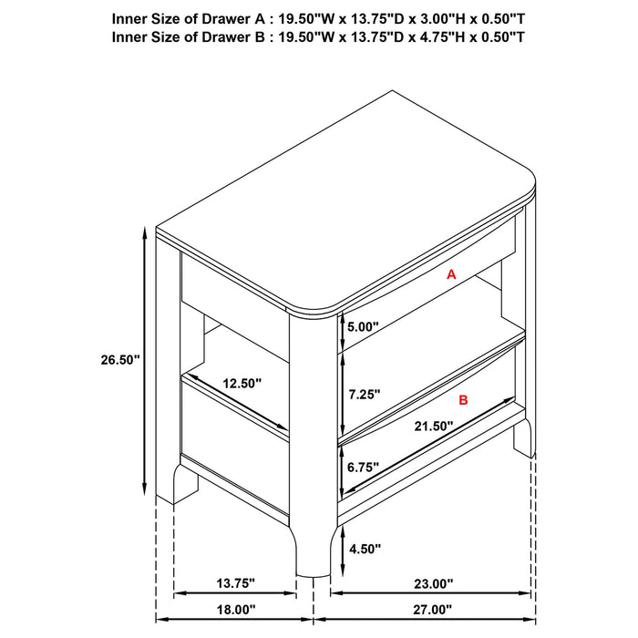 Verona - 2 Drawer Bedside Table With Hidden Storage - Walnut Furniture Max