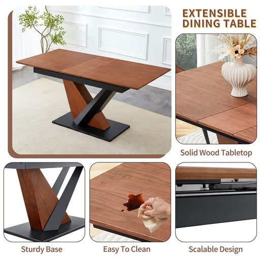 Dining Table, Scratch Resistant, Cross Geometric Legs For Kitchen & Dining Room - Dark Walnut Home Essentials