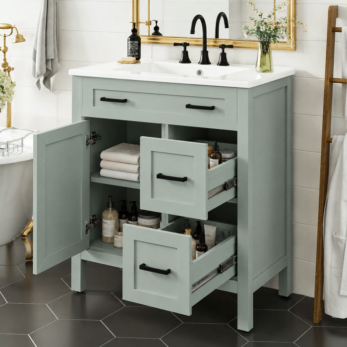 Bathroom Vanity With Sink, 2 Soft Close Drawers, 1 Soft Close Door, Adjustable Shelf Hearth and Haven