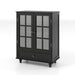 Minimalist Buffet Cabinet With Double Glass Doors And Drawer Home Essentials