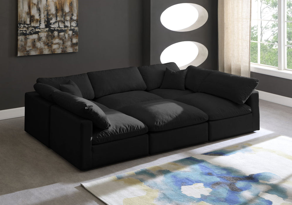 Plush - Velvet Standart Comfort Modular Sectional 6 Piece - Black - Modern & Contemporary