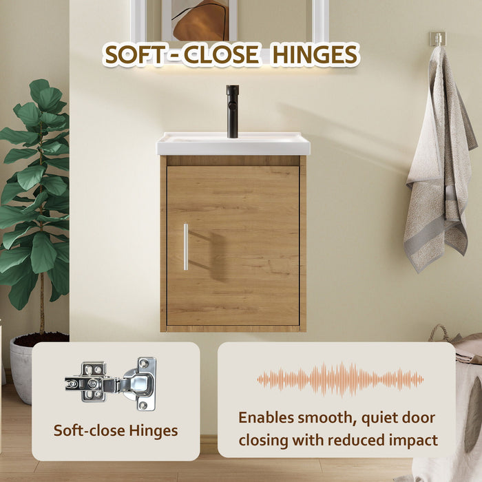 Floating Bathroom Vanity Combo, Wall Mounted Cabinet With Sink & Soft Close Doors For Small Bathrooms Home Essentials