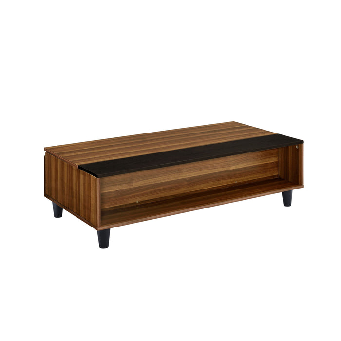Lift Top Coffee Table With Shelf - Brown And Black