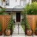 Metal Garden Arch With Gate Wide High Climbing Plants Support Rose Arch Outdoor - Black Daily Nest