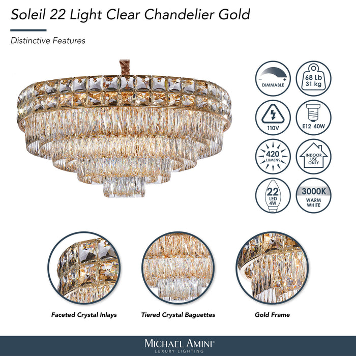 Michael Amini Lighting - Soleil 22-Light Crystal Chandelier - Gold Michael Amini