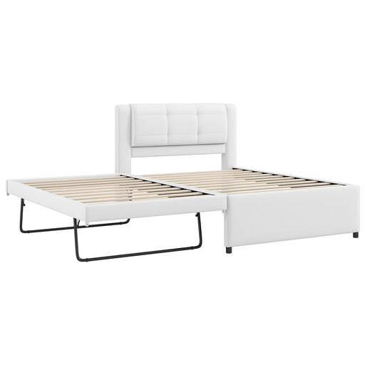 Upholstered Platform Bed With Multifunctional Trundle Dreamland