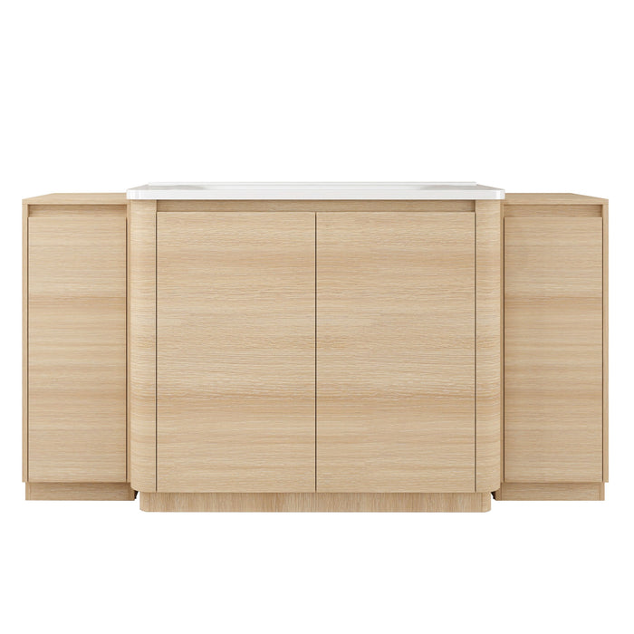 Freestanding Bathroom Vanity With Sink, 2 Small Storage Cabinets, Soft Close Doors Home Essentials