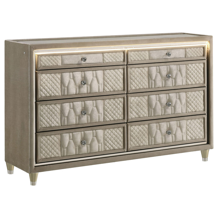 Mika - 8 Drawer LED Dresser Furniture Max