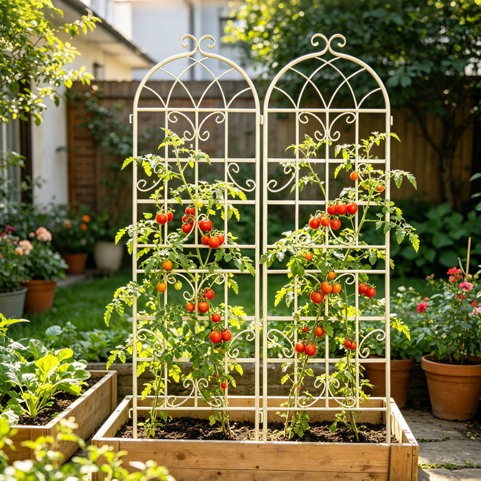 Metal Garden Rustproof Trellis For Climbing Plants Outdoor Flower Support Daily Nest