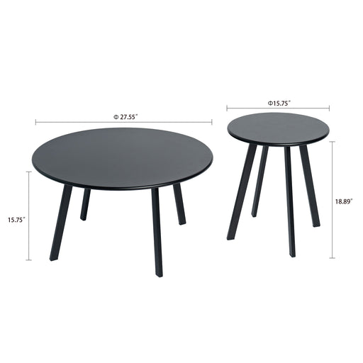 Round Nesting Coffee Table (Set of 2) - Black Home Essentials