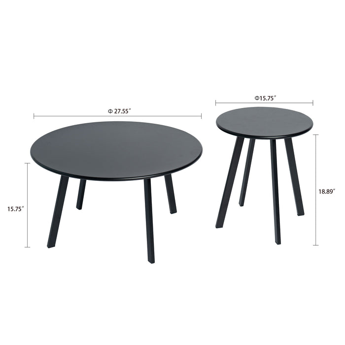 Round Nesting Coffee Table (Set of 2) - Black Home Essentials