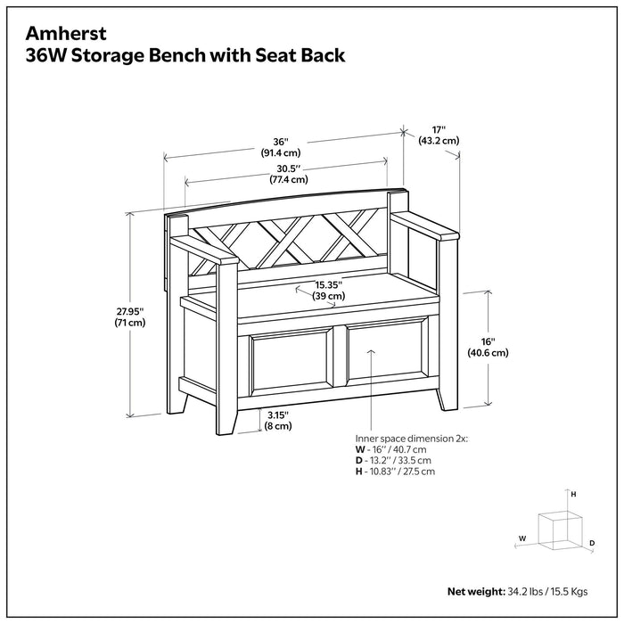 Amherst - Small Transitional Entryway Storage Bench Simpli-Home