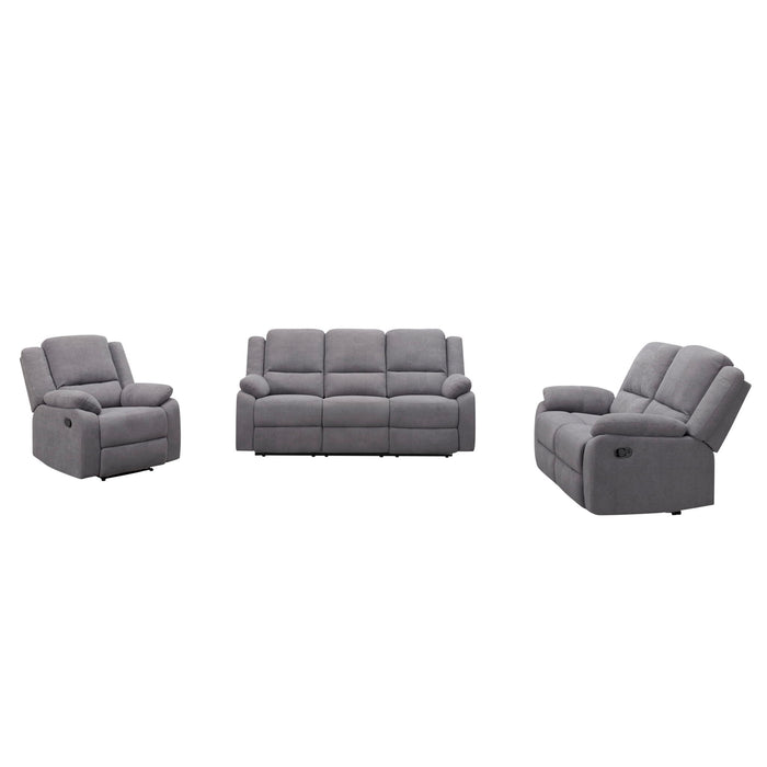 3 Piece Reclining Sofa Set With 150° Deep Recline, 3 Seat Couch, Loveseat & Single Recliner - Gray Home Essentials