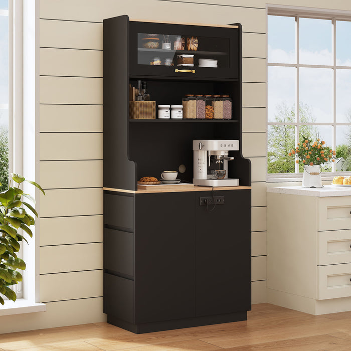 Pantry Cabinet With Hydraulic Flip Top And USB Charging Port Hearth and Haven