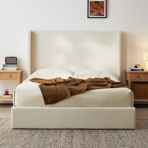 Carmen - King Size Upholstered Wingback Bed - Ivory House & Home Furniture