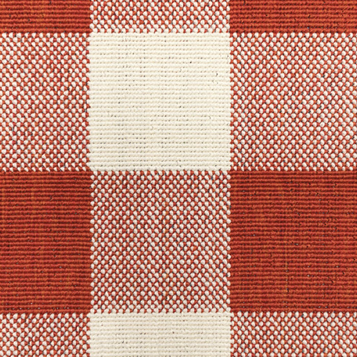 2' X 8' Geometric Stain Resistant Indoor / Outdoor Area Rug - Red / Ivory