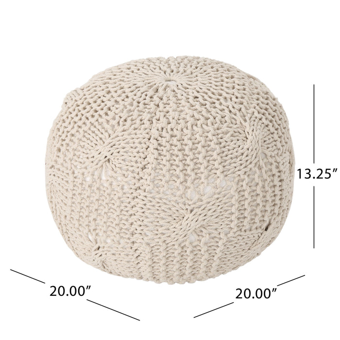 Bordeaux - Knitted Cotton Round Pouf