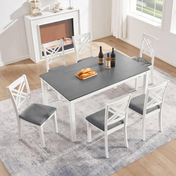Kitchen Dining Set, Rectangular Dining Table & Upholstered Chairs Home Essentials