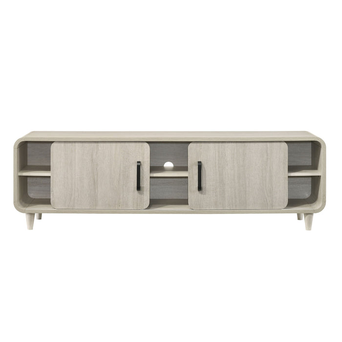 TV Stand With Sliding Doors And Handles, Living Room Furniture - Antique White