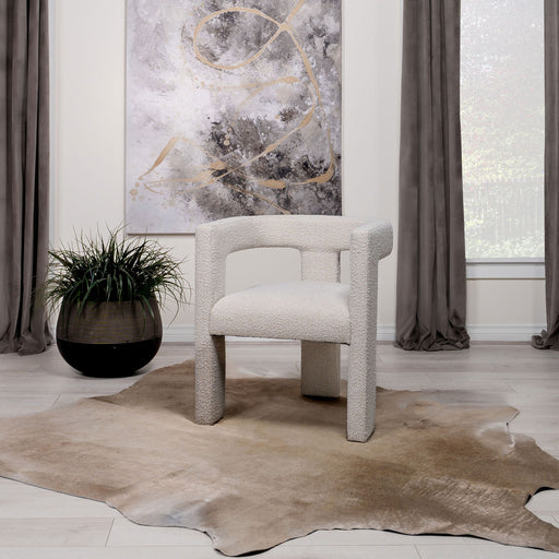 Verda - Upholstered Accent Side Chair In Soft With Rounded Open Back And 3 Leg Base - White Furniture Max