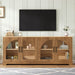 TV Stand With Semi Arched Glass Doors, Media Console With Adjustable Shelves For Living Room - Brown Hearth and Haven